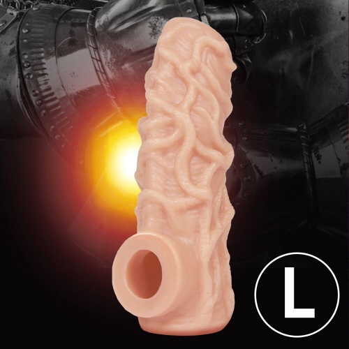 Насадка на член з отвором для мошонки тілесного кольору Kokos Nude Sleeve NS 004 розмір L - 3