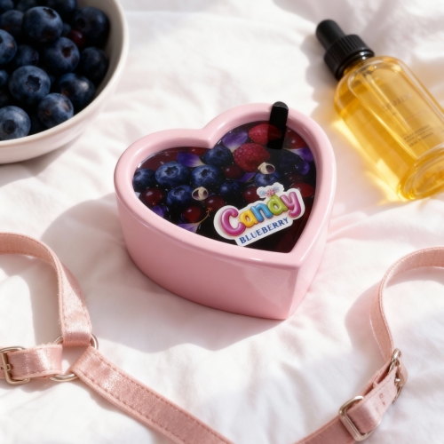 Масажна свічка у формі серця з ароматом чорниці Candy Blueberry 70 мл - 7