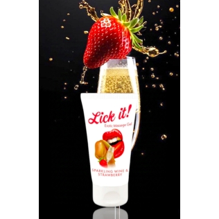 Оральный веганский лубрикант со вкусом и ароматом Игристого вина с клубникой Lick It! 50 мл