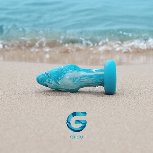 Скляна анальна пробка блакитного кольору Gildo Ocean Curl - 7