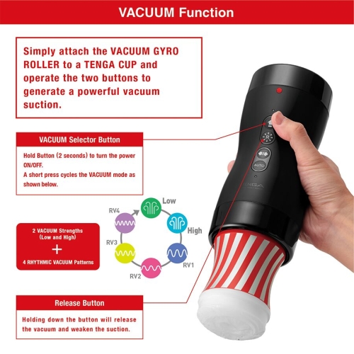 Мастурбатор в футляре с ротацией белого цвета Tenga Vacuum gyro roller - 4