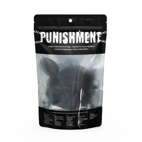Анальна силіконова пробка з хвостом чорного кольору Punishment Bunny Tail Anal Plug - 5