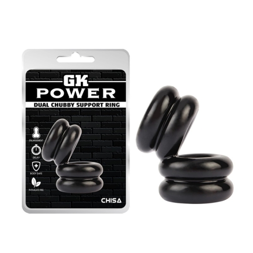 Подвійне ерекційне кільце на член чорного кольору Chisa Dual Chubby Support - 1