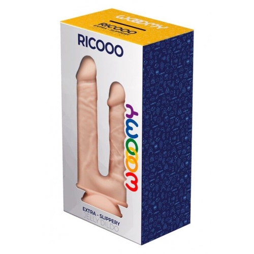 Подвійний реалістичний фалоімітатор на присосці тілесного кольору Wooomy Ricooo - 2