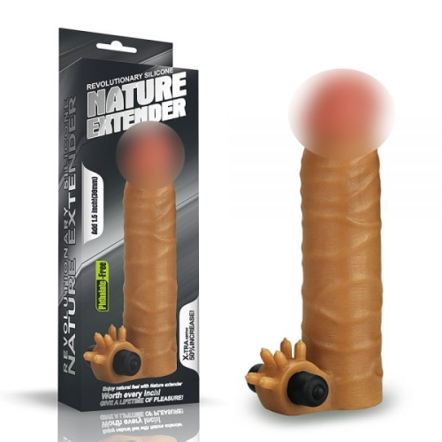 Насадка на пеніс реалістична з вібрацією закрита lovetoy коричневий - 1