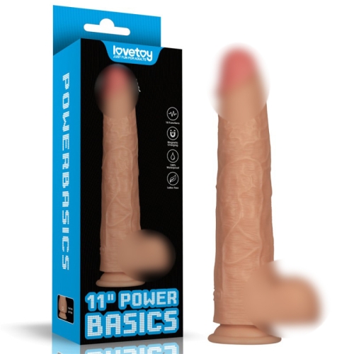 Реалістичний вібратор на присосці тілесного кольору Lovetoy Vibrating Power Basics Cock 11.0 - 1