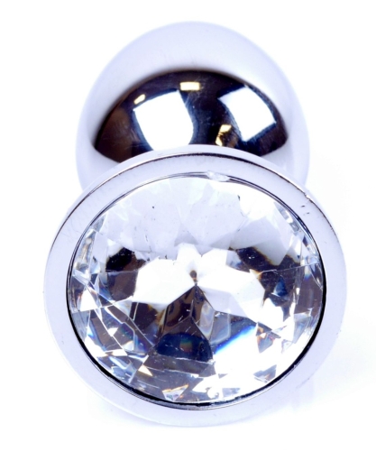 Анальная пробка с камешком серебристого цвета Boss of toys Boss Series Jewellery plug размер S - 2