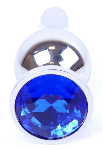 Анальна пробка сріблястого кольору із кристалом синього кольору BOSS of TOYS Jewellery BUTT PLUG - 2