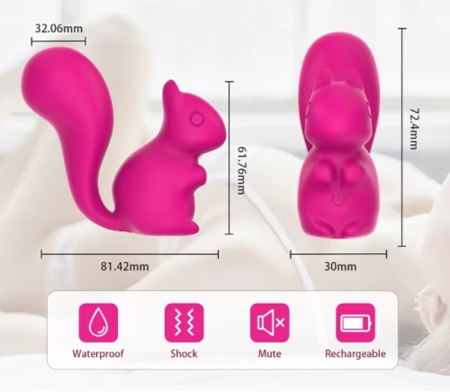 Міні-вібратор кліторальний у формі білочки рожевий Every Night Toys Debbie 10 режимів вібрації - 5