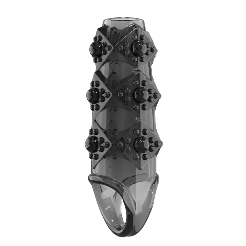 Стимулирующая насадка на член с пупырышками черная Meleon - Rider Locking Sleeve - 3