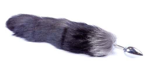Анальна пробка S сріблястого кольору з хвостом Boss Fox TAIL - 2
