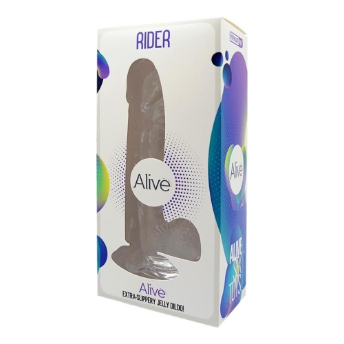 Прозорий фалоімітатор на присоску Alive Jelly Dildo Rider ТПЕ діаметр 4см довжина 20см - 2