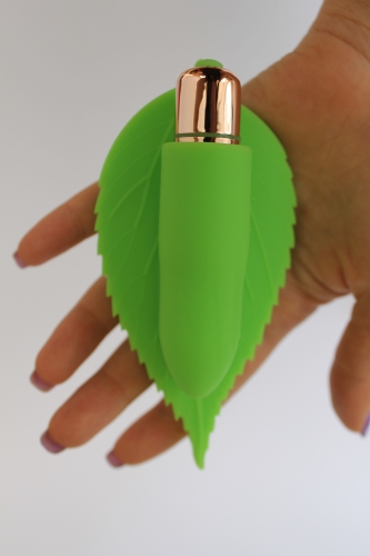 Вібратор силіконовий для клітора з відростками SWEET TOYS зелений L 12,5 см ширина 6 см зі знімною вібропулею - 3