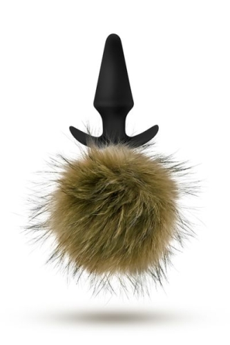 Анальна пробка з жовтим хвостиком кролика POM PLUGS BROWN - 1