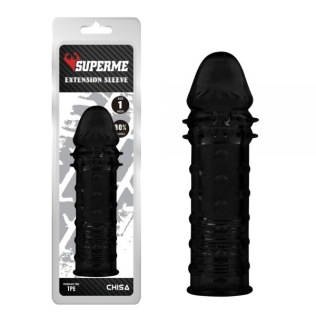 Насадка на пеніс з кульками та вусиками чорного кольору Chisa Sleeve