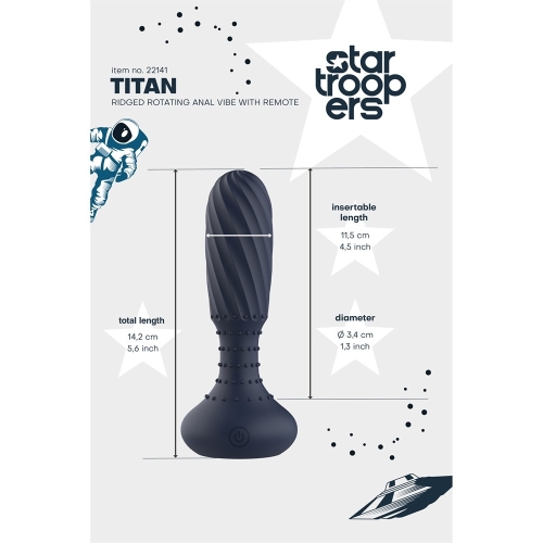 Анальний вібратор з кульками, що обертаються, і з пультом синій Dream Toys Startroopers Titan - 10