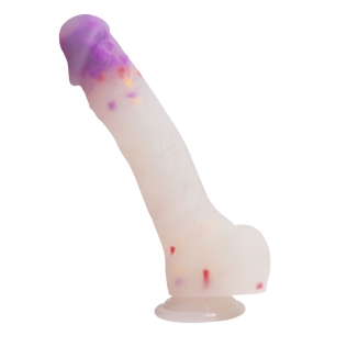 Фаллоимитатор реалистичный с мошонкой на присоске прозрачный XISE Apolo размер L