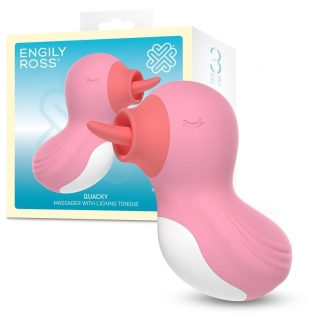 Клиторальный вибратор розовый Engily Ross Quacky Massager Licking Tongue