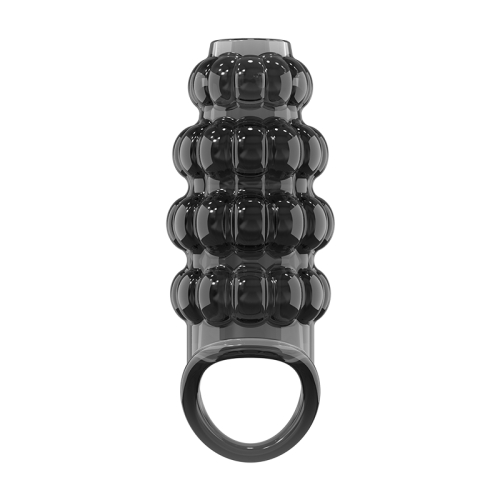 Стимулююча насадка на член із пухирцями чорна Meleon - Dominate Beads Locking Sleeve - 4