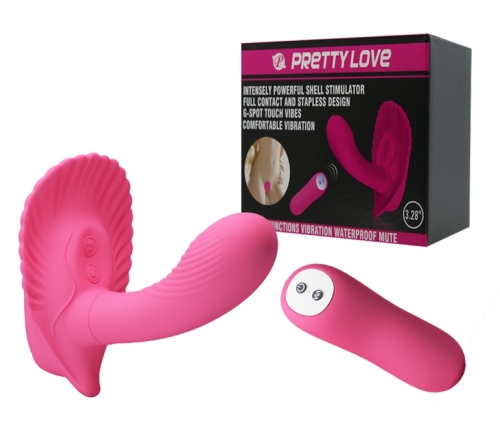 Вібробабочка з стимулятором клітора і точки джі на пульті ДУ PRETTY LOVE Powerful Shell Stimulator - 1