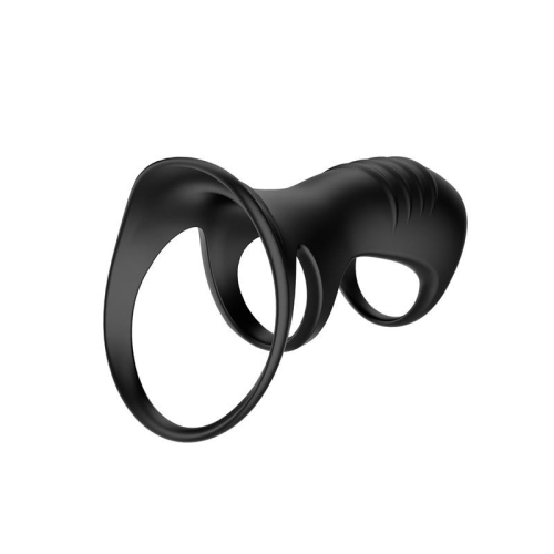 Насадка на пеніс та мошонку силіконова чорна Intoyou Driade Triple Ring For Men - 3