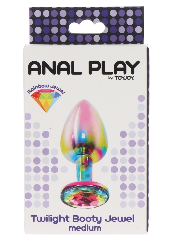 Анальная пробка металлическая средняя Twilight Booty Jewel Toy Joy радужная М - 3