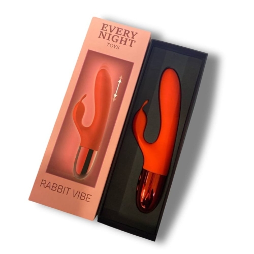 Вибратор кролик с отростком для стимуляции клитора красный Every Night Toys Odeco - 1