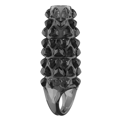 Стимулююча насадка на член із пухирцями чорна Meleon - Dragon Spine Locking Sleeve - 6