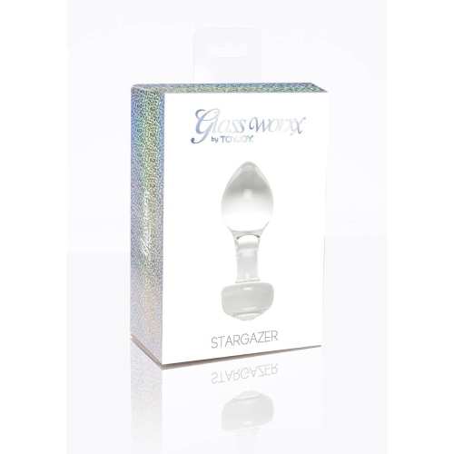 Скляна анальна пробка прозора Stargazer Toy Joy - 7