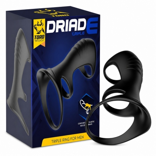 Насадка на пеніс та мошонку силіконова чорна Intoyou Driade Triple Ring For Men - 1