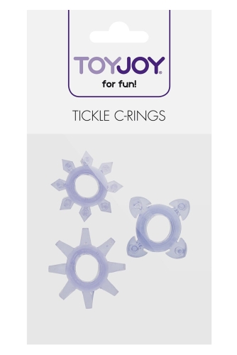 Набор колец из 3 эрекционных колец на пенис без вибрации TICKLE C-RINGS PURPLE - 1