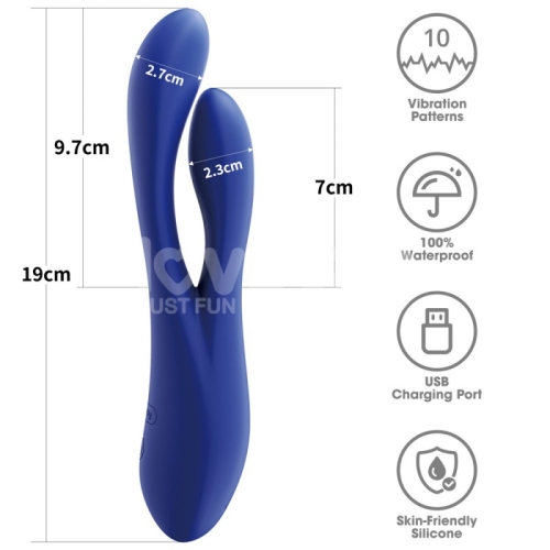 Вибратор двойной с отростком для клитора синий Lovetoy LAllure Pulse - 2