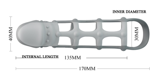 Силіконова ажурна насадка Біла Penis Sleeve With Ball Strap - 7