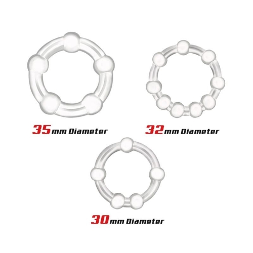 Набор эрекционных колец на член силиконовых прозраных Intoyou Set Of 3 Cock Ring Beaded Flexible - 2