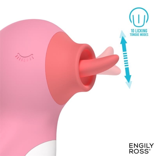 Кліторальний вібратор рожевий Engily Ross Quacky Massager Licking Tongue - 2