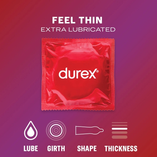 Презервативы с гладкой текстурой с силиконовым гелем Durex Feel Thin Extra Lubricated 24 штуки - 2