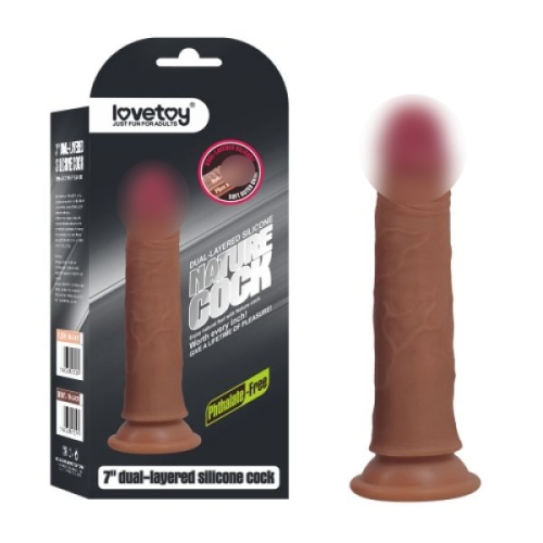 Фалоімітатор 16/3, 3 см реалістичний кавового кольору на присоску Lovetoy - 1