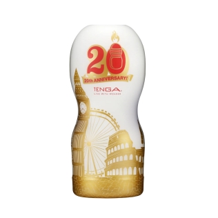 Мастурбатор в колбе одноразовый для мужчин белого цвета Tenga Premium TENGA 20th Anniversary Cup