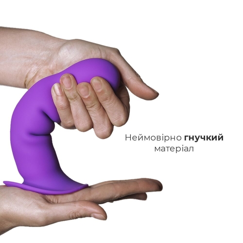 Дилдо с присоской - насадка для страпона фиолетовый Adrien Lastic Hitsens 3 диаметр 4,1 см, длина 18,2 см - 3
