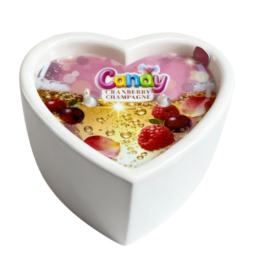 Массажная свеча в форме сердца с ароматом шампанского с клюквой Candy Cranberry Champagne 70 мл - 1