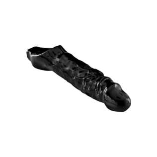 Насадка на член реалистичная черного цвета Master Series Mamba Penishoes длина 165 мм