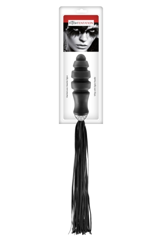 Анальная пробка с хвостиком плёткой чёрная Fetish Tentation Whip with Ogive Handle - 2