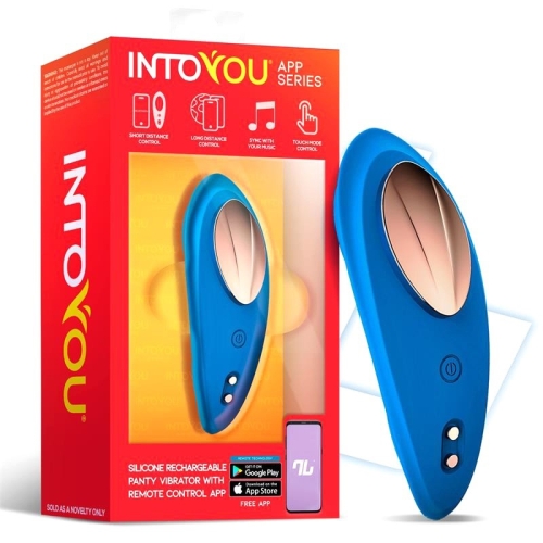 Клиторальные вибротрусики силиконовые синего цвета Intoyou Panty Vibrator App - 1