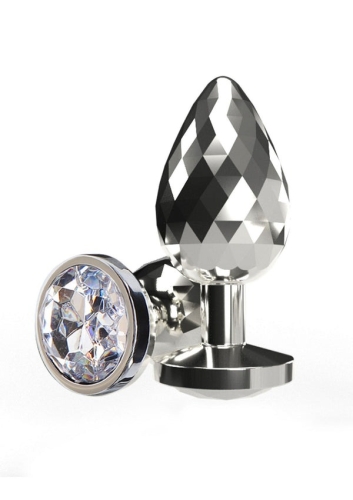 Анальна пробка із камінчиком сріблястого кольору ToyJoy Anal Play Disco Diamond розмір Small - 1