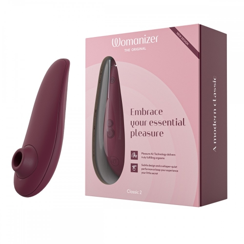 Вакуумний стимулятор для клітора бордового кольору Womanizer Classic 2 - 1