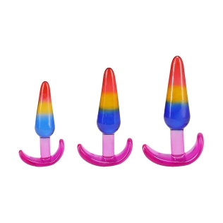 Набор анальных пробок разноцветных Doc Johnson Crystal Jellies - Anal Trainer Set