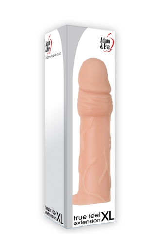 Насадка на член реалістична з петлею тілесного кольору Adam &amp;amp; Eve True Feel Extension Flesh розмір XL - 2