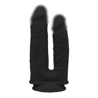 Фаллоимитатор двойной реалистичный на присоске черного цвета Dream Toys REAL LOVE