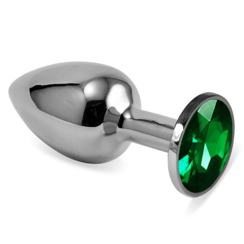 Анальная пробка серебристого цвета с кристаллом зеленого цвета Lovetoy Rosebud Plug - 1