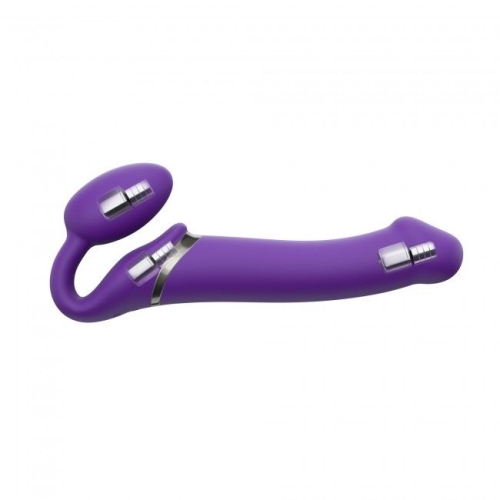 Женский вибро-страпон с вагинальной пробкой Strap-On-Me Vibrating Violet L - 4